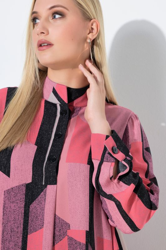 Graphic Print Layered Tunic Blouse