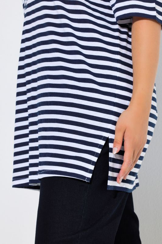 Eco Cotton Striped V-NeckTee