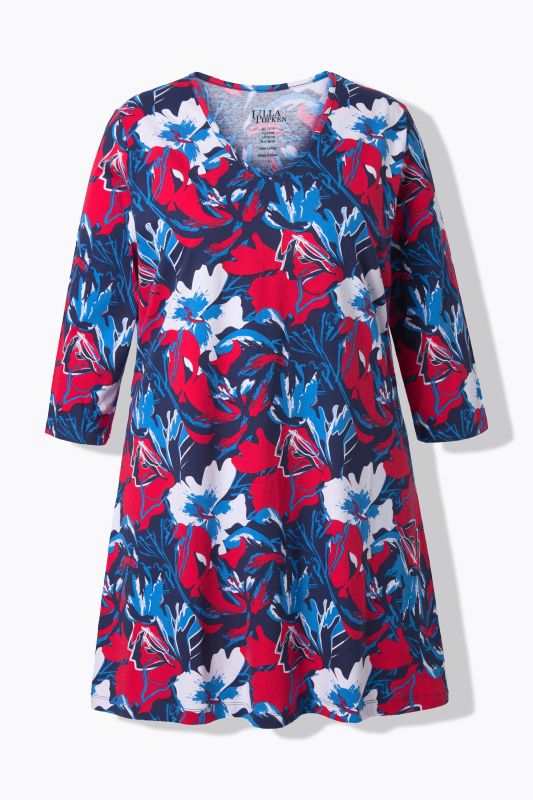 Dynamic Floral A-Line Knit Tunic