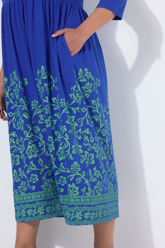 Floral Vine Border Print Pocket Dress