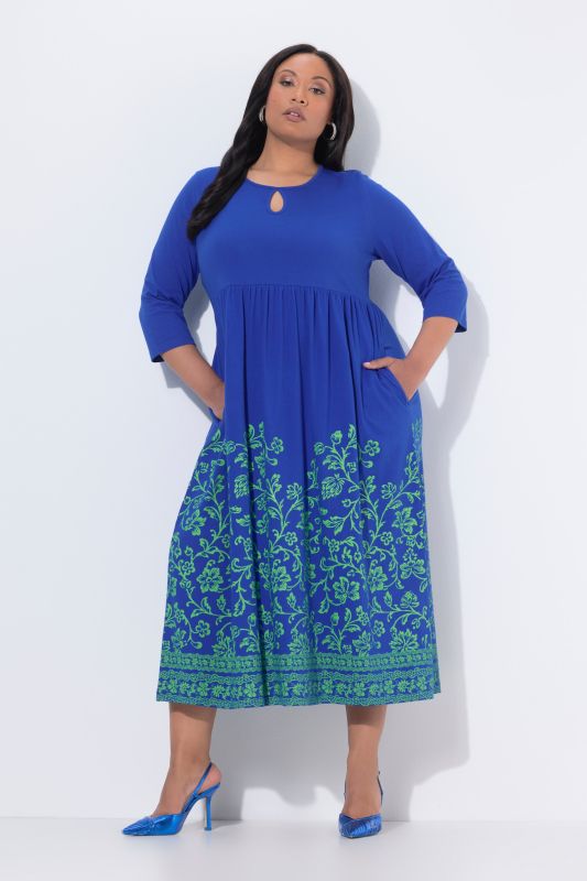 Floral Vine Border Print Pocket Dress