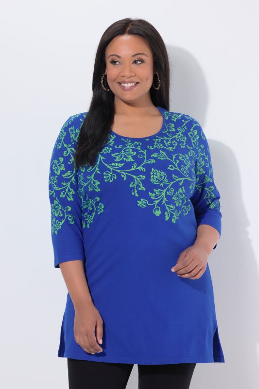 Floral Vine Motif Knit Tunic