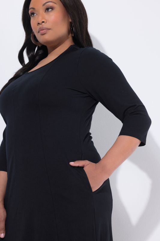 Boat Neck Knit Pocket Dress