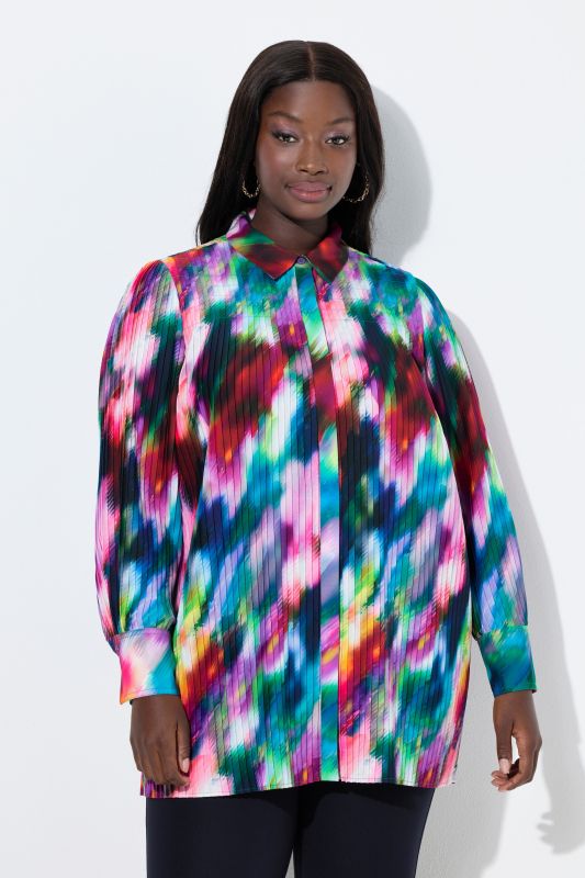 Watercolor Pleated Blouse