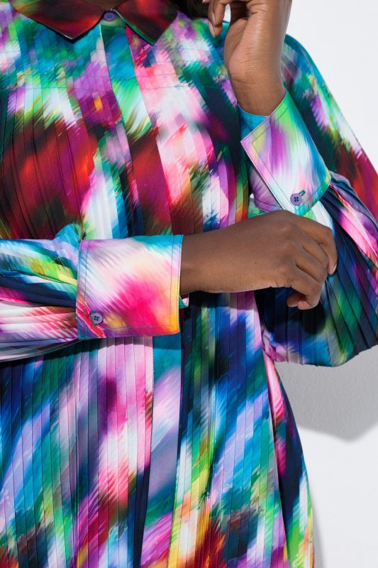 Watercolor Pleated Blouse