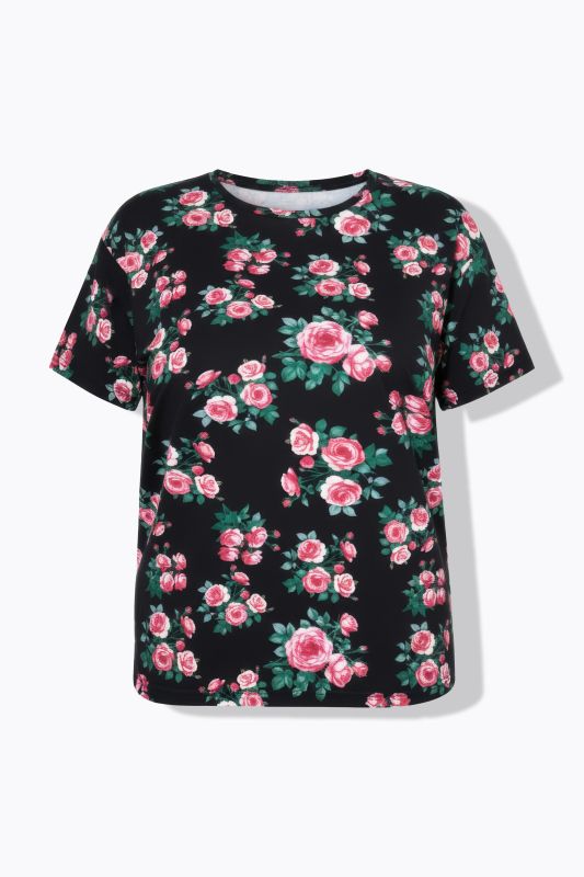 Тениска с принт на рози