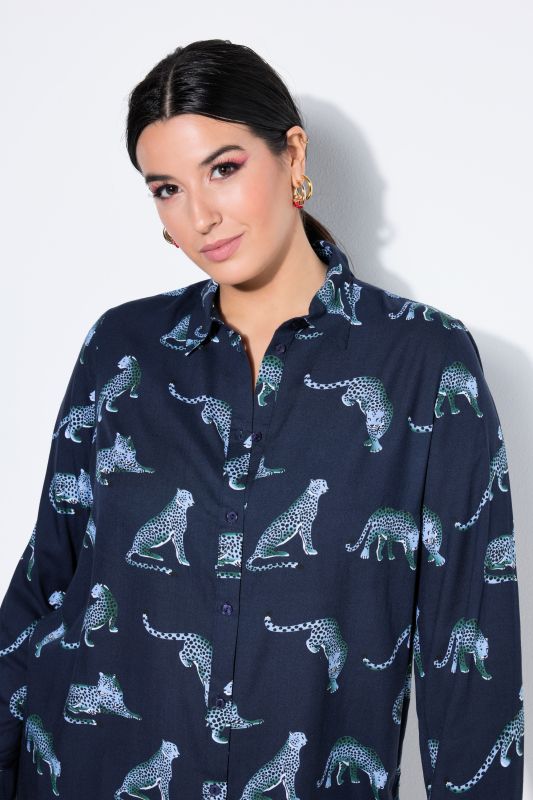 Риза с принт на леопарди