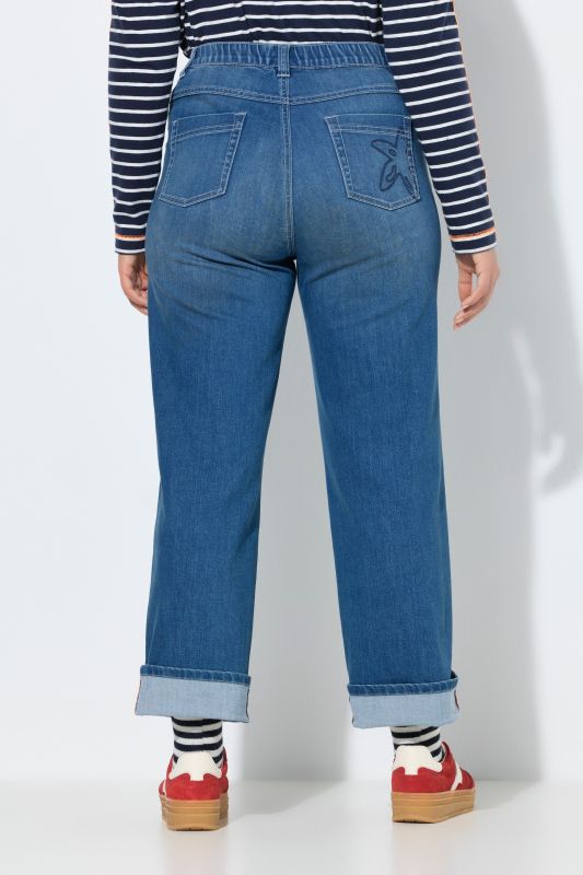 Wide Leg Cuffed Jeans