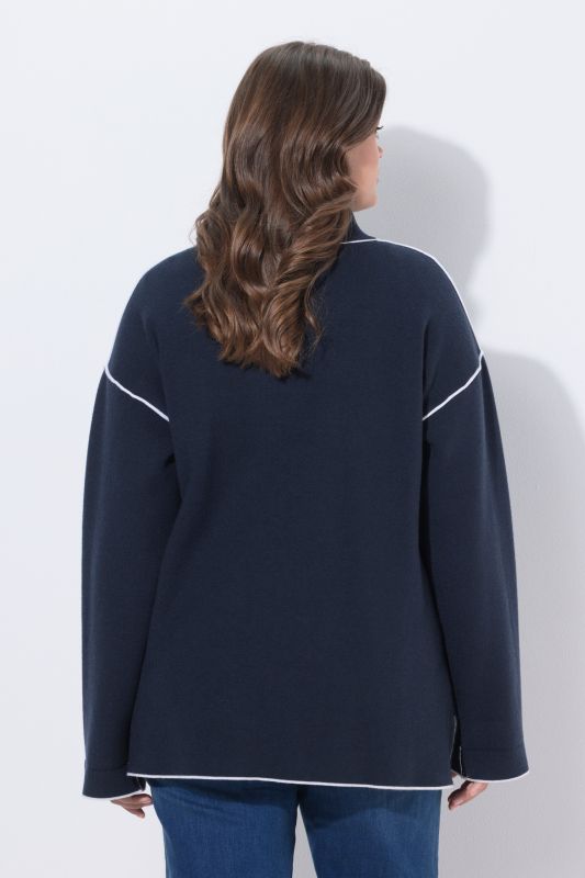 Double Faced Contrast Color Cardigan