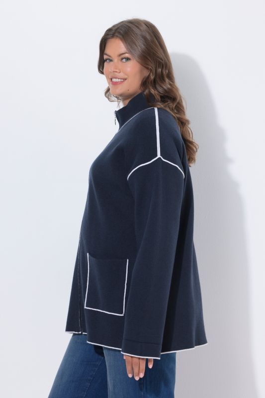 Double Faced Contrast Color Cardigan