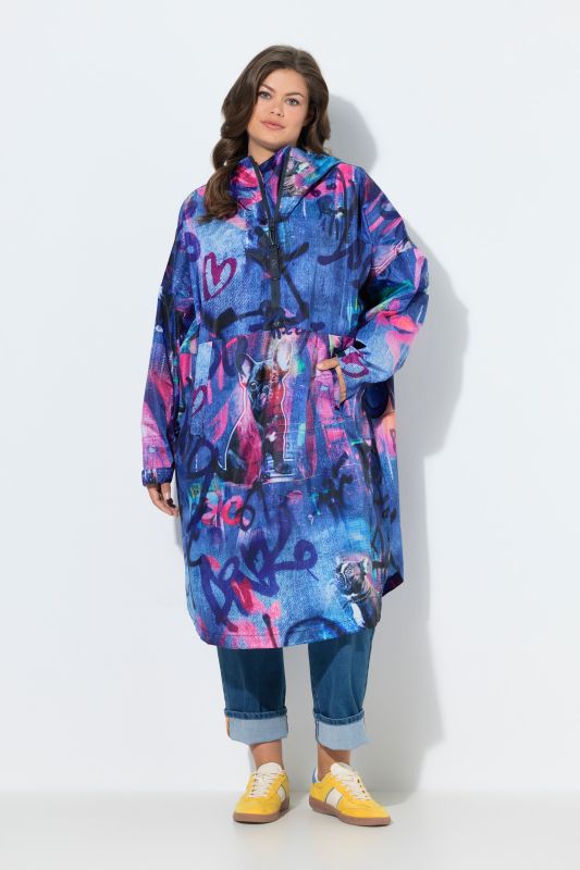 Mixed Print Rain Poncho