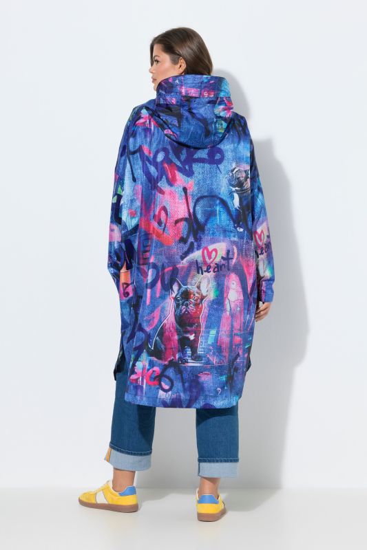 Mixed Print Rain Poncho