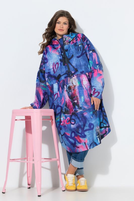 Mixed Print Rain Poncho