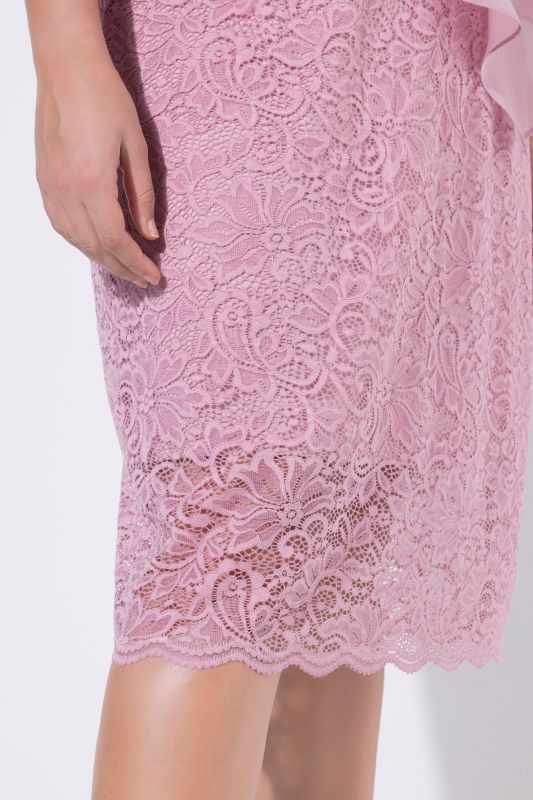 Chiffon Overlay Stretch Lace V-Neck Occasion Dress
