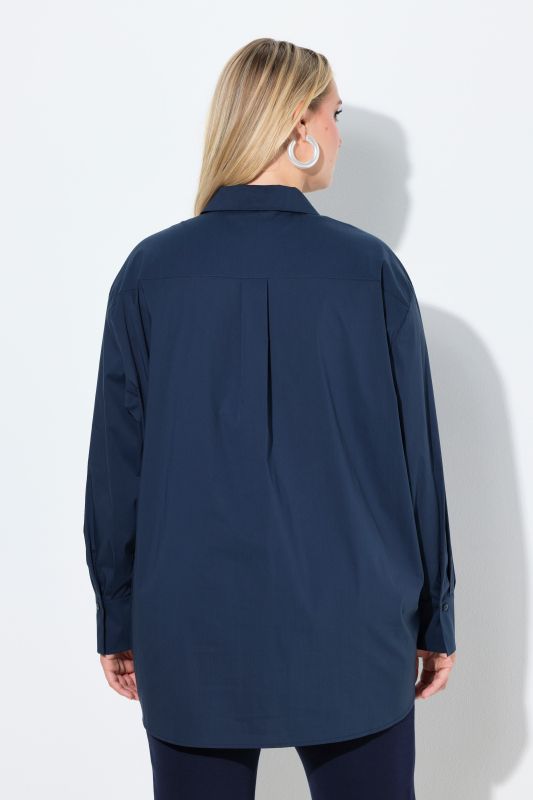 Stretch Cotton Blend Tunic Shirt