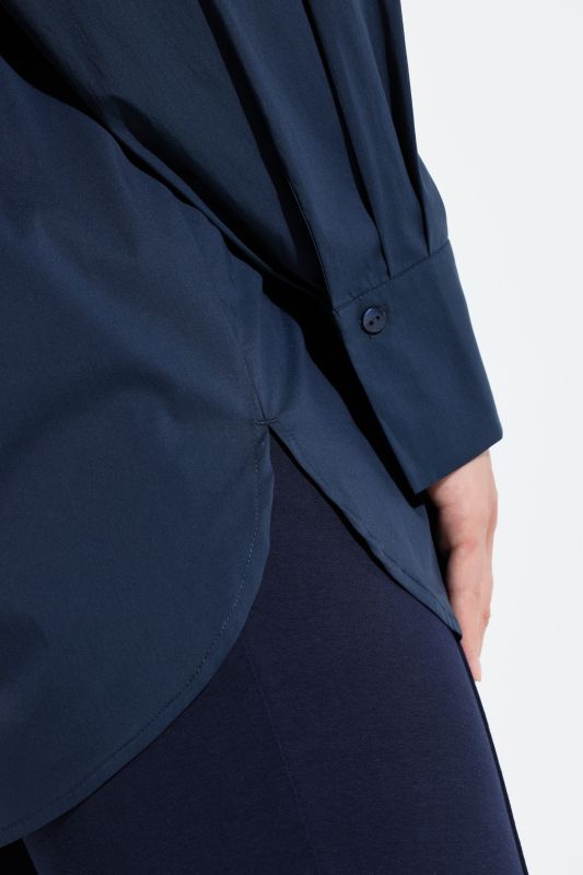 Stretch Cotton Blend Tunic Shirt