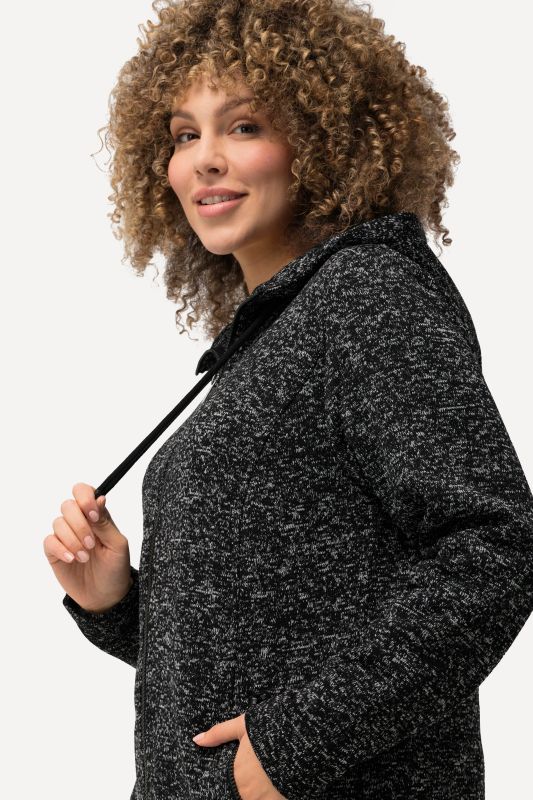 Melange Knit Fleece Lined Hooded Jacket