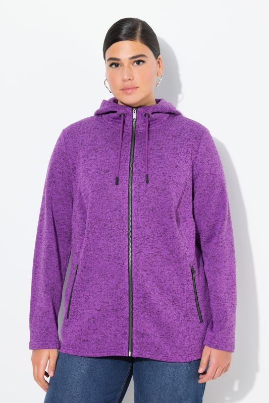 Melange Knit Fleece Lined Hooded Jacket