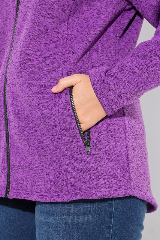 Melange Knit Fleece Lined Hooded Jacket