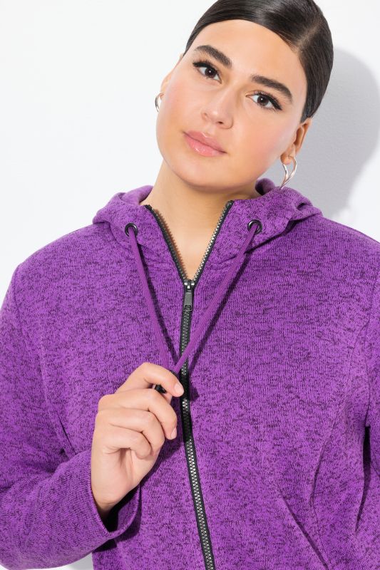 Melange Knit Fleece Lined Hooded Jacket