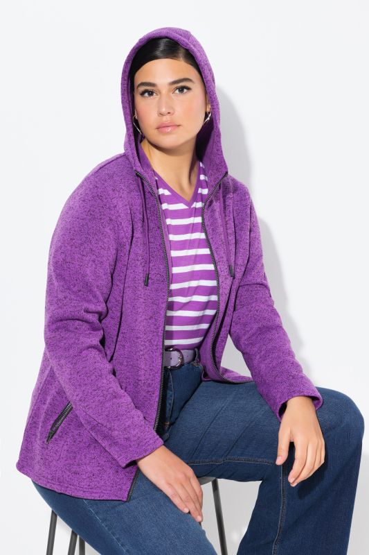 Melange Knit Fleece Lined Hooded Jacket