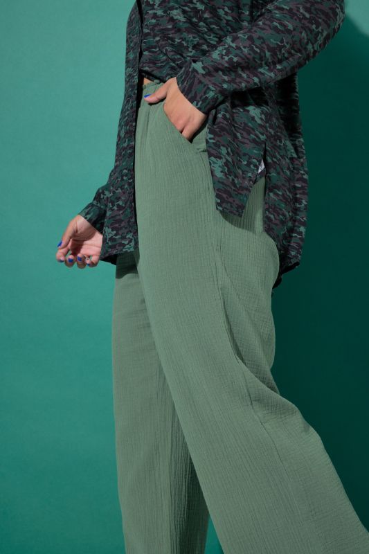 Wide Leg Muslin Palazzo Pants