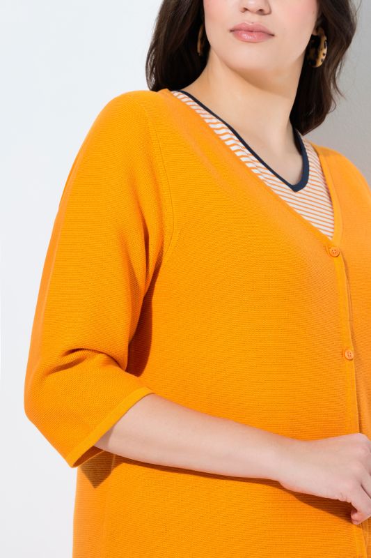 Eco Cotton 3/4 Sleeve V-Neck Cardigan