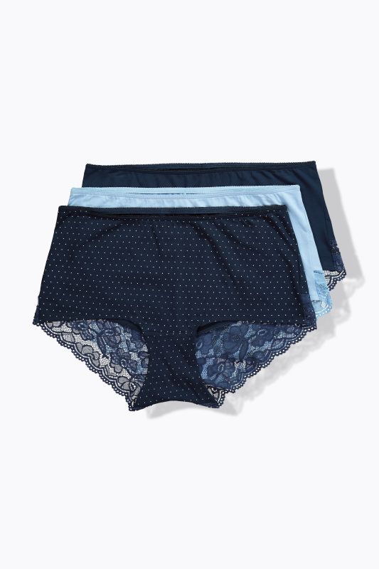 3 Pack Lace Panel Hipster Panties