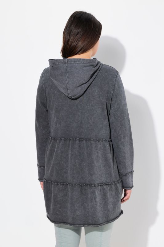 Tiered Flounce Panel Zip Up Hoodie