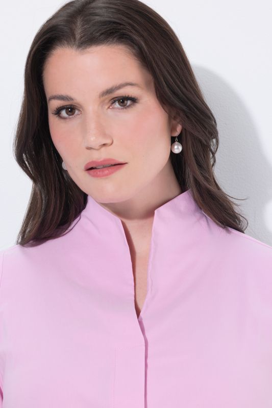 Goblet Collar Long Sleeve Ruffled Cuff Blouse