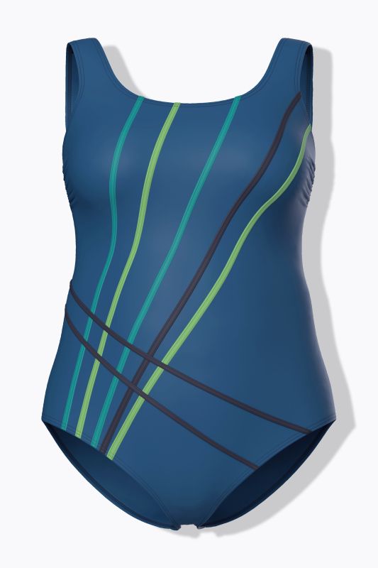 Sporty Striped One Piece Cupless Swimsuit