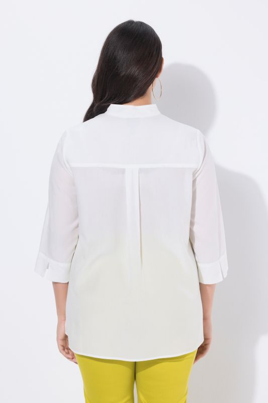 Beaded Iris Motif 3/4 Sleeve Blouse