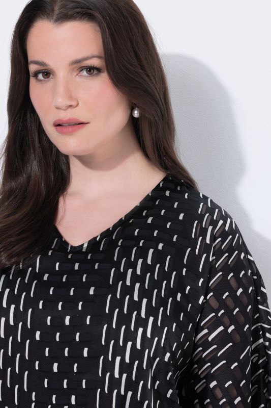 Oversized Patchwork Mesh Blouse