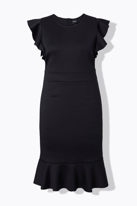 Рокля от неопрен с къдрав акцент