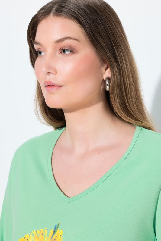 Тениска с принт на слънчоглед