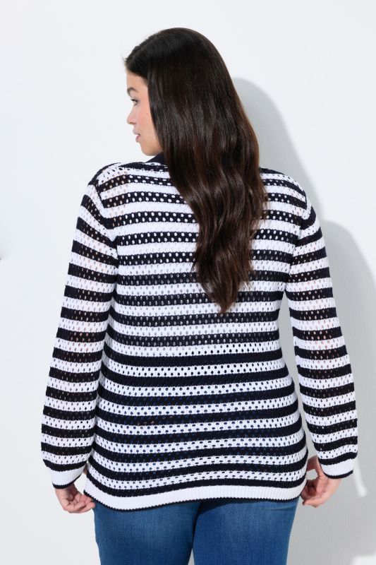 Eco Cotton Openwork Knit Polo Sweater