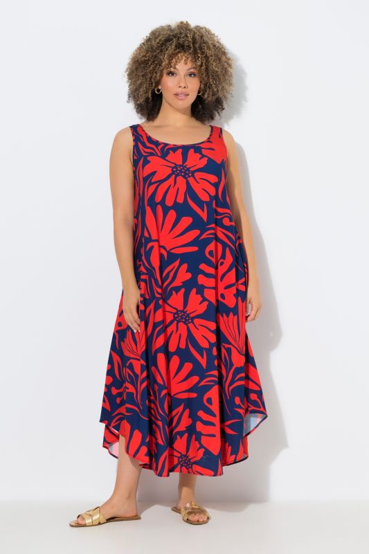 High Contrast Tropical  Sleeveless A-Line Dress