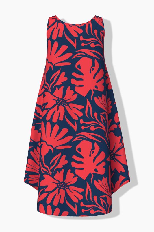 High Contrast Tropical  Sleeveless A-Line Dress