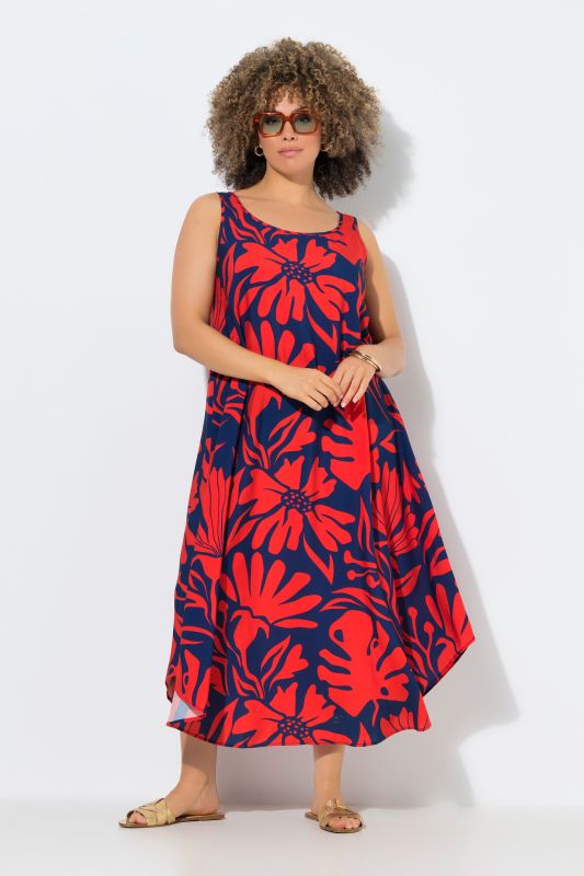 High Contrast Tropical  Sleeveless A-Line Dress