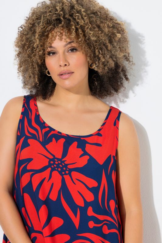 High Contrast Tropical  Sleeveless A-Line Dress
