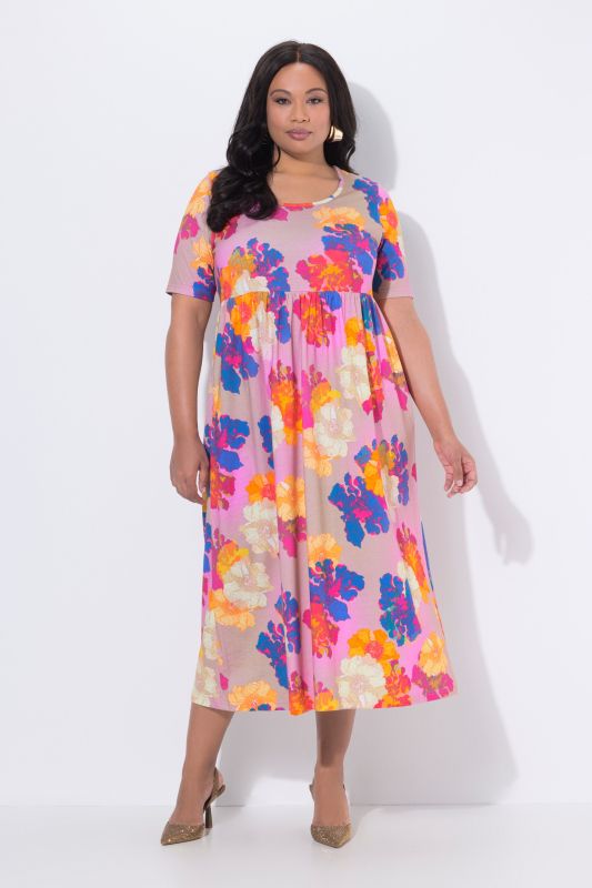 Radiant Bloom Knit A-Line Pocket Dress