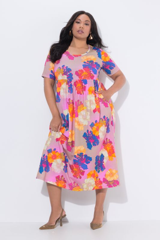 Radiant Bloom Knit A-Line Pocket Dress