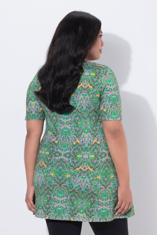 Туника с квадратно деколте и принт