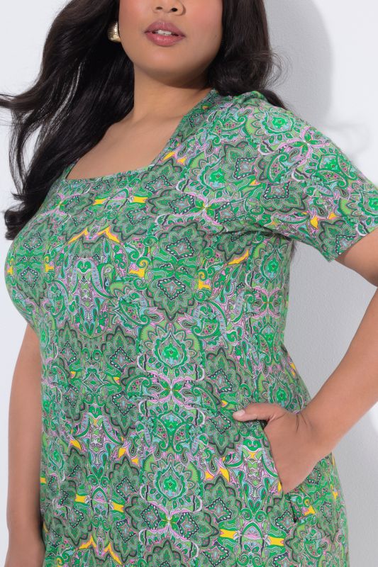 Туника с квадратно деколте и принт