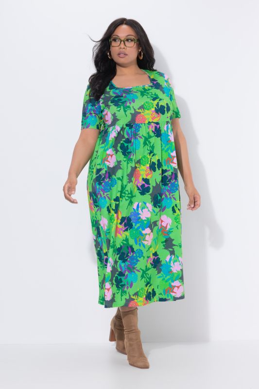 Neon Floral Jersey Pocket Dress