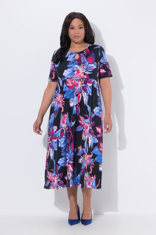 Glowing Floral A-Line Jersey Pocket Dress