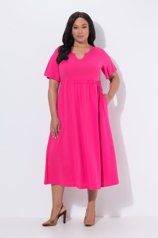Notch Neck Jersey Pocket Dress