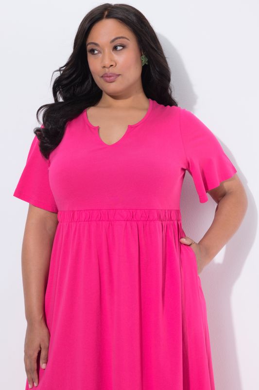 Notch Neck Jersey Pocket Dress