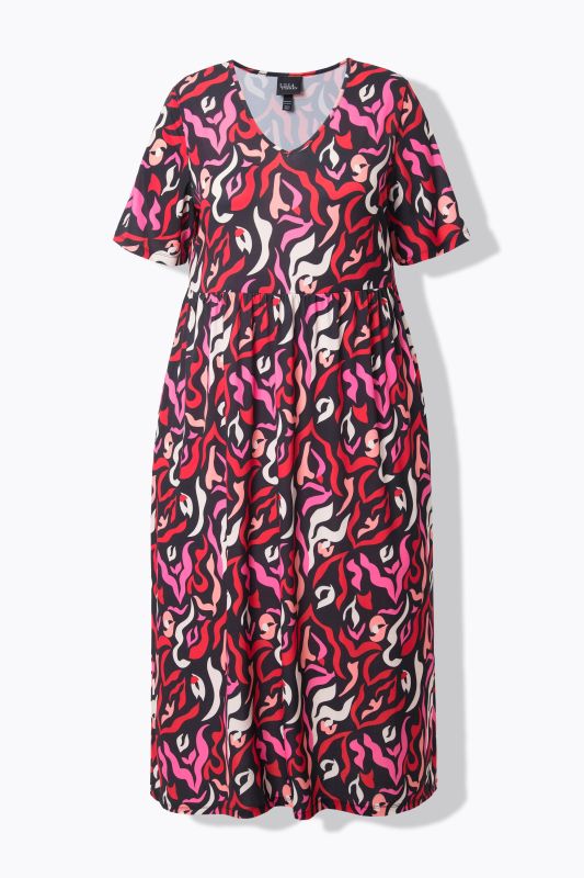 Matte Jersey Romantic Abstract Pocket Dress