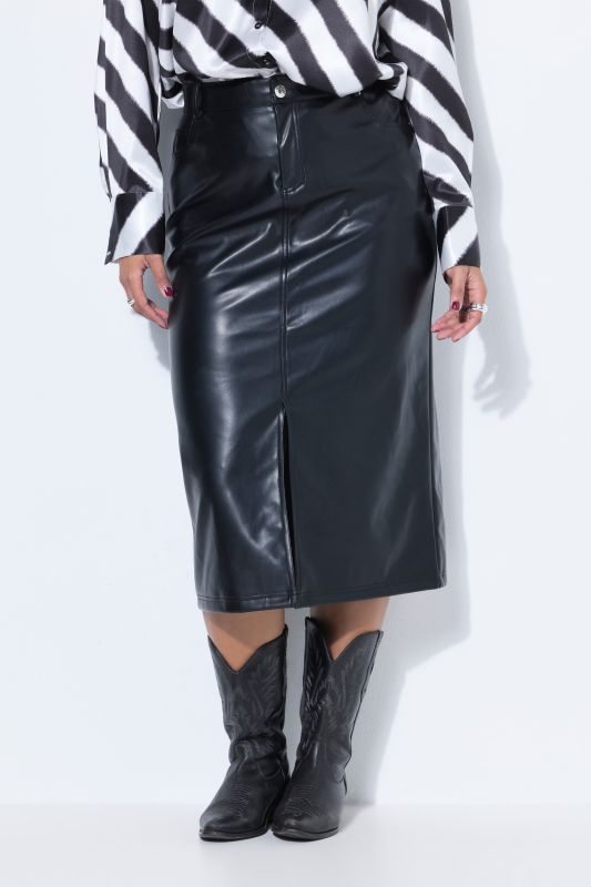 Faux leather midi skirt